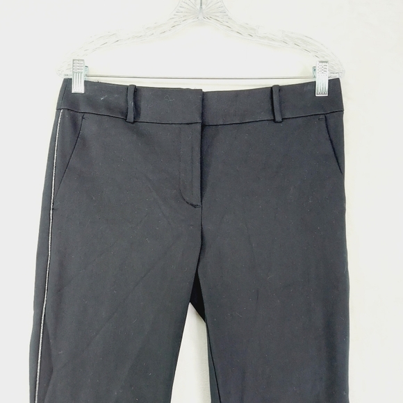 Loft Skinny Cotton Blend Black with White Stripe Flat Front Pants P2982 - Picture 2 of 9